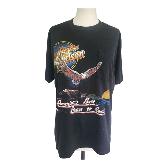 VTG 80S Harley-Davidson Made in USA Graphic T-Shirt Size XL Eagle